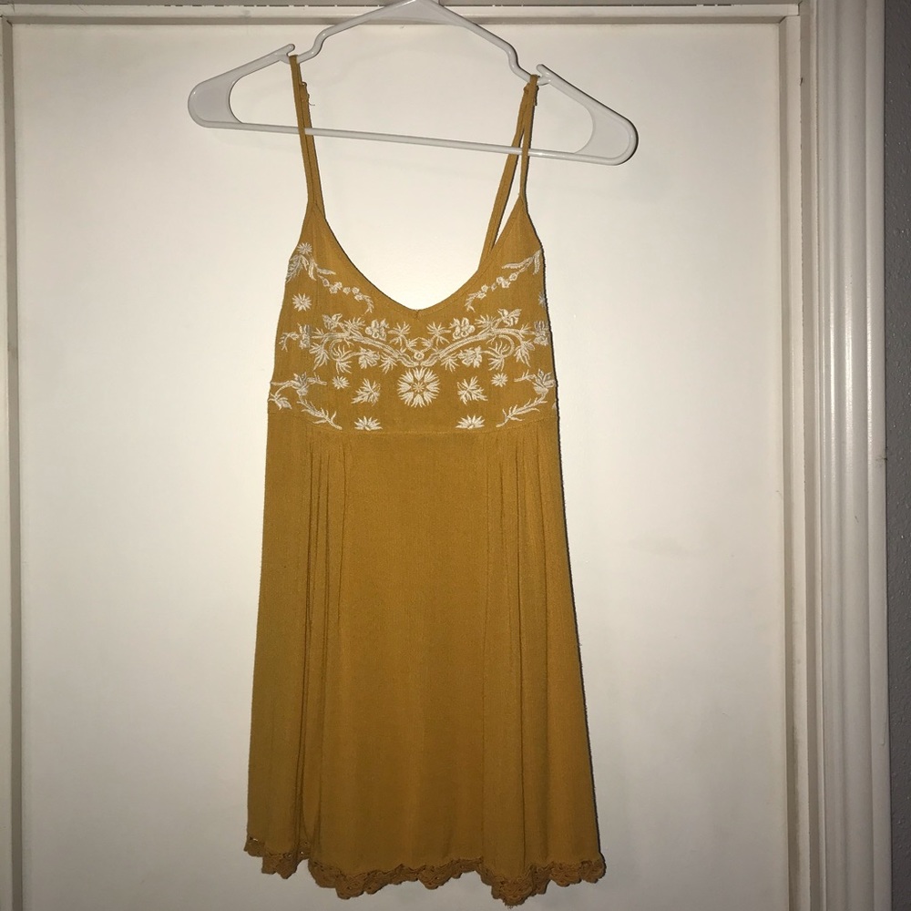 Yellow embroidered tank